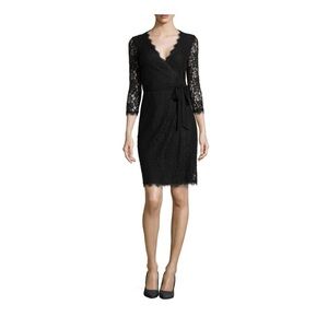 Diane Von Furstenberg Black Lace wrap  Dress size 2